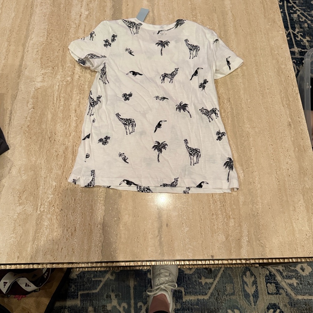 LOFT White Tee with Black Animal Print - Picture 3 of 3